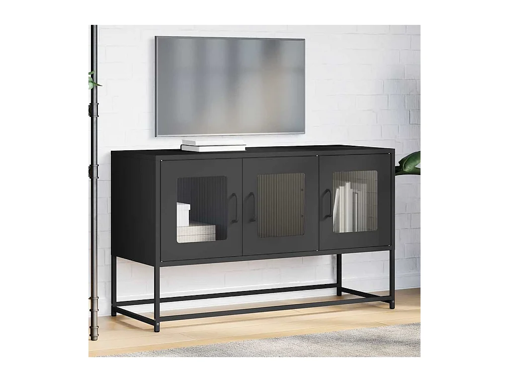 Meuble TV noir 100,5x39x60,5 cm acier laminé à froid