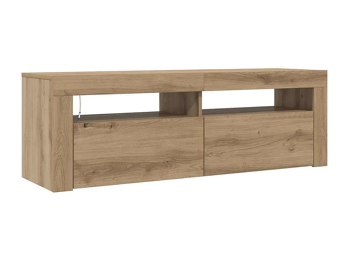 Meuble TV avec lumières LED chêne artisanal bois d'ingénierie