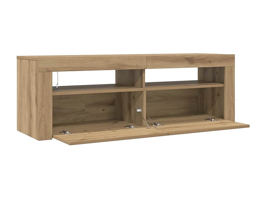 Meuble TV avec lumières LED chêne artisanal bois d'ingénierie