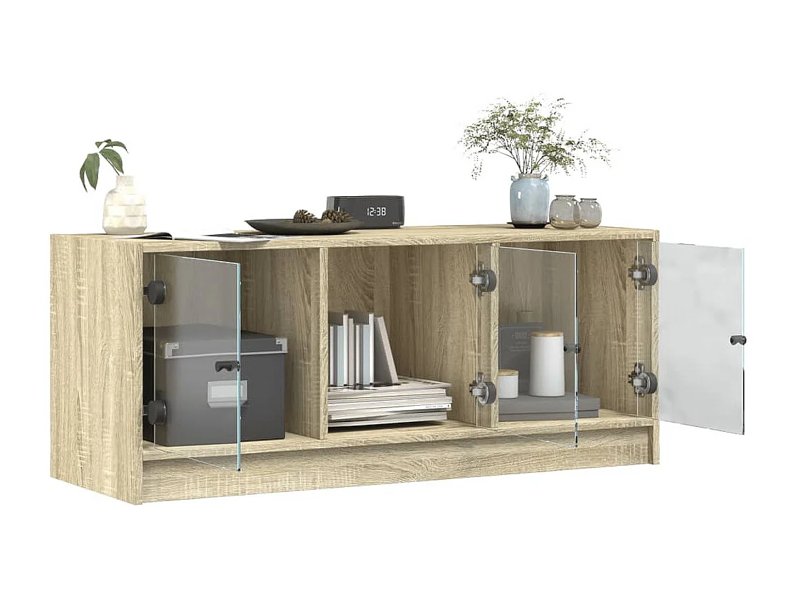 TV-meubel met glazen deuren Sonoma eiken 102x37x42 cm