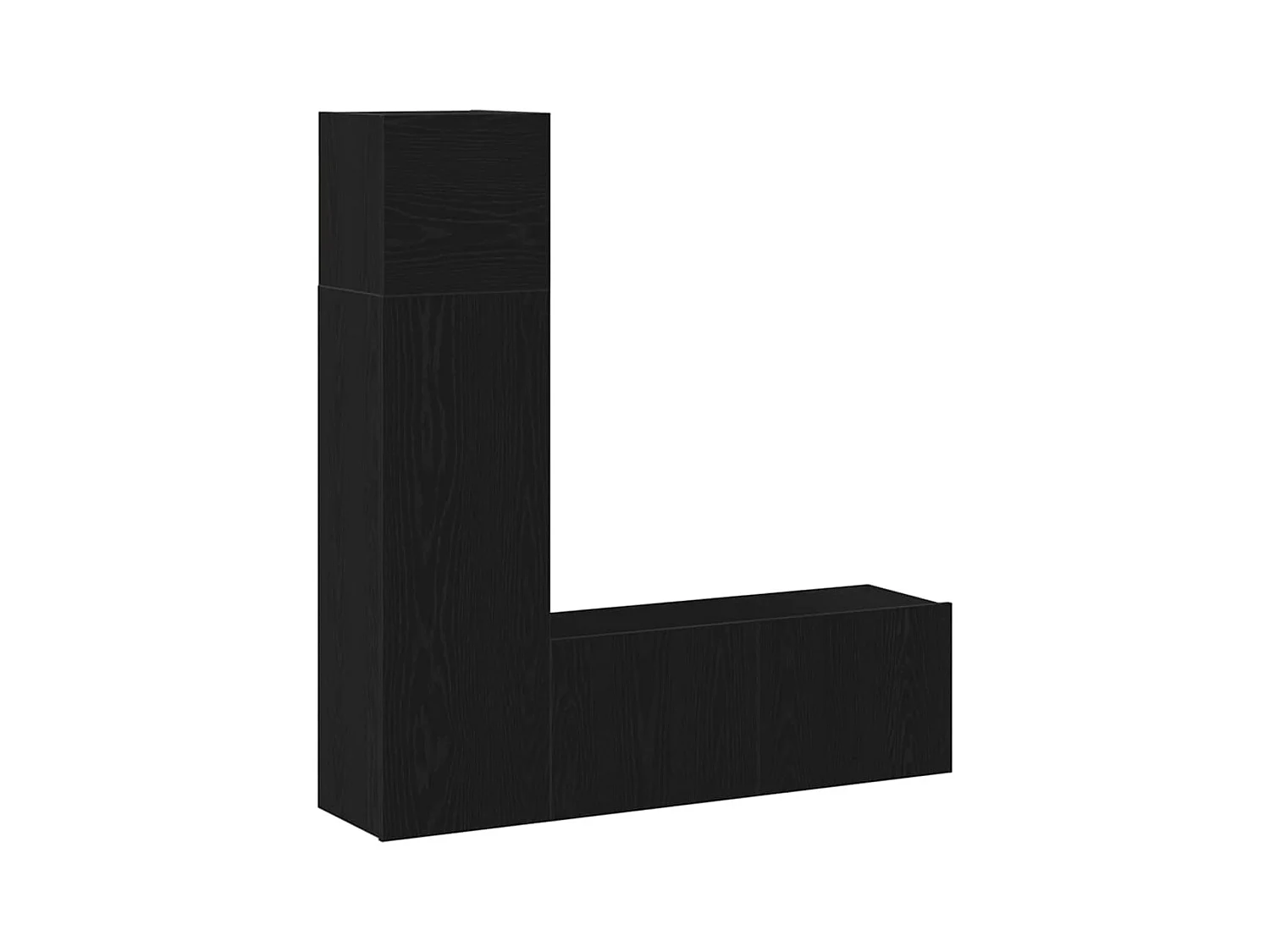 Ensemble TV 3 pièces en chêne noir, en bois d'ingénierie.