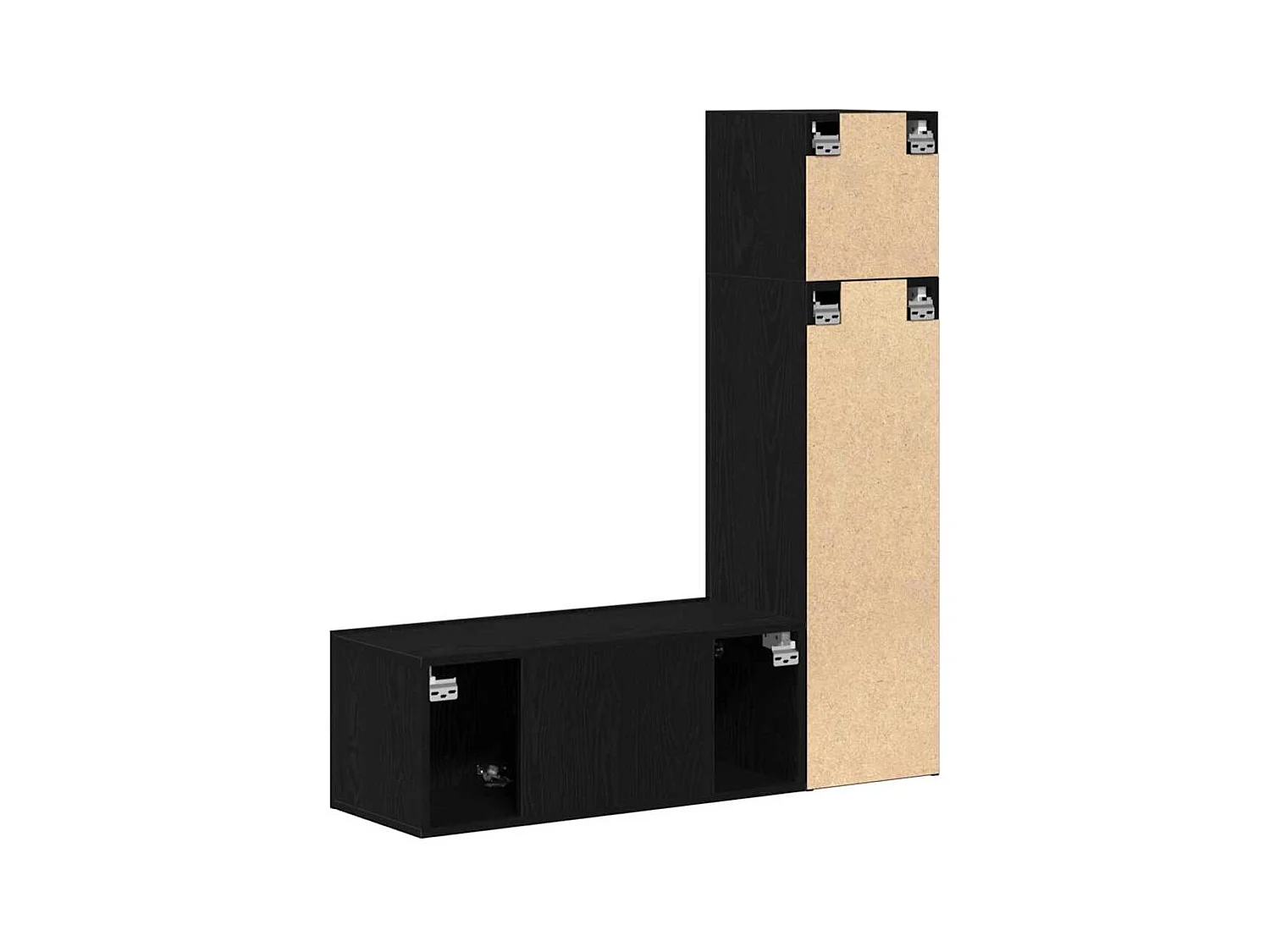 Ensemble TV 3 pièces en chêne noir, en bois d'ingénierie.