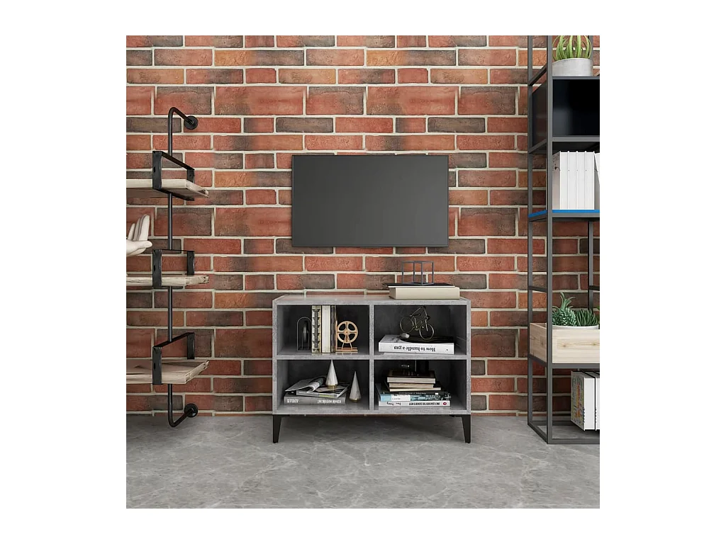 Meuble TV avec pieds en métal Gris béton 69,5x30x50 cm