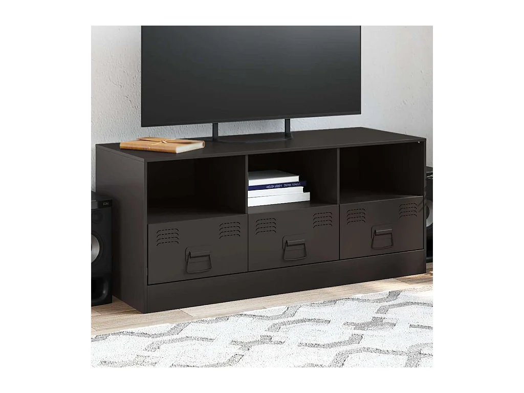 Meuble TV noir 99x39x44 cm acier