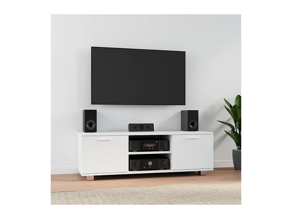 Meuble TV Blanc 120x40,5x35 cm Bois d'ingénierie