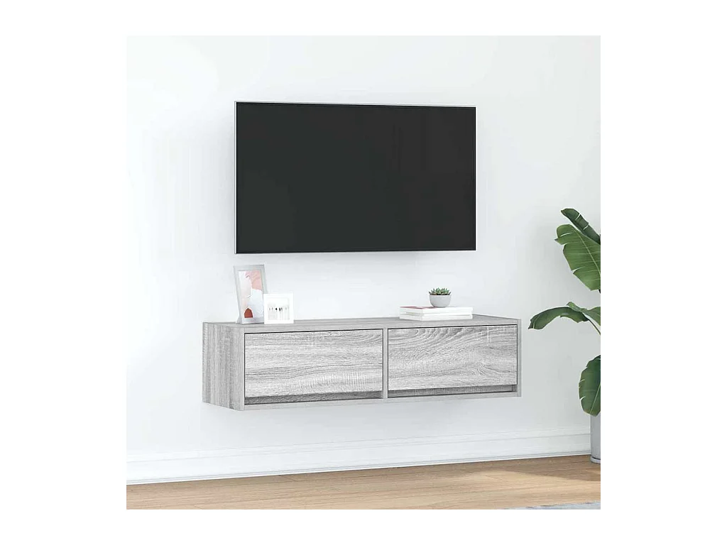 Meuble TV Gris Sonoma 100x31x25,5 cm en Bois d'ingénierie