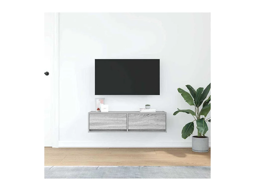 Meuble TV Gris Sonoma 100x31x25,5 cm en Bois d'ingénierie