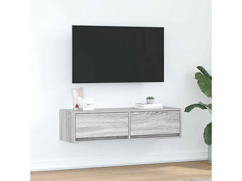 Meuble TV Gris Sonoma 100x31x25,5 cm en Bois d'ingénierie