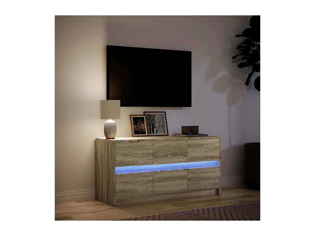 Meuble TV avec LED chêne sonoma 100x34x50 cm bois d'ingénierie