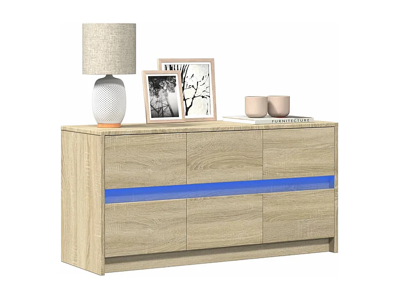 Meuble TV avec LED chêne sonoma 100x34x50 cm bois d'ingénierie