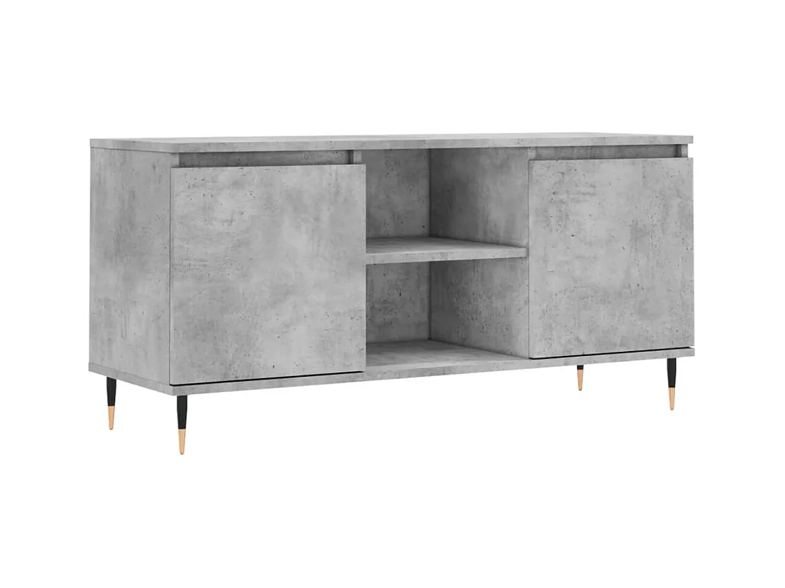 Meuble TV gris béton 104x35x50 cm bois d'ingénierie