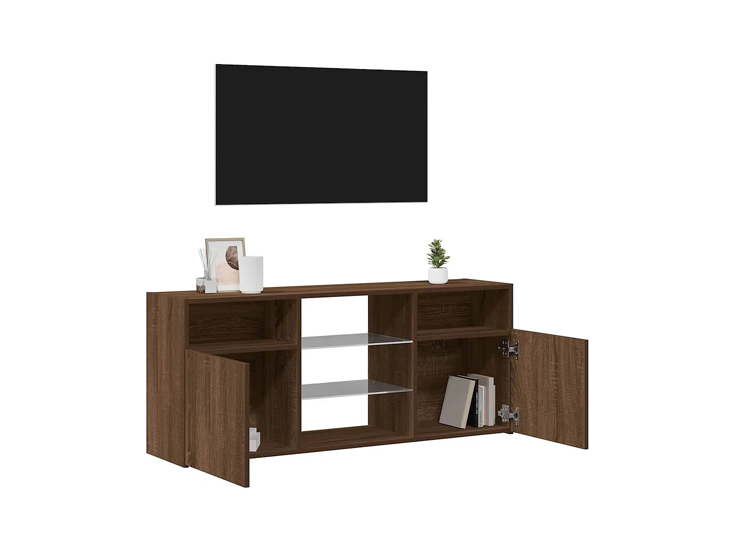 TV-Schrank mit LED-Leuchten Braune Eiche 120x30x50 cm