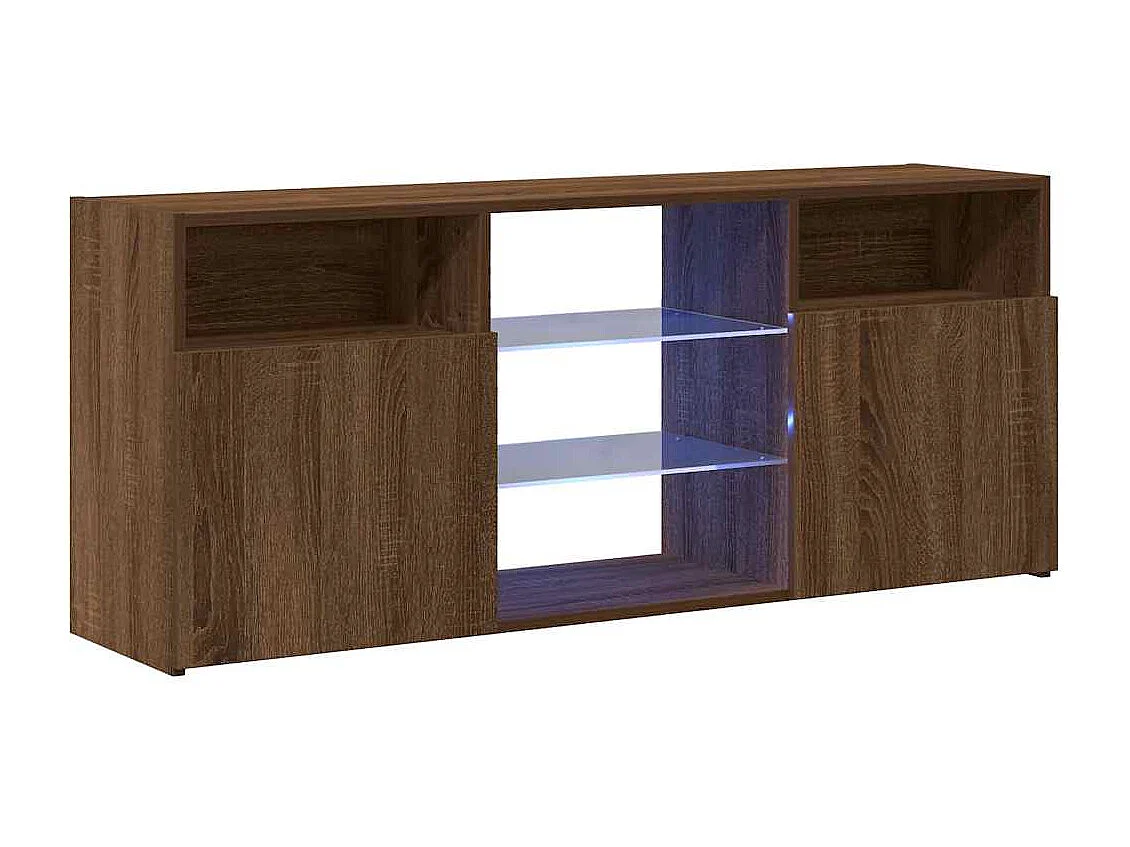 Mobile porta TV con luci LED Rovere marrone 120x30x50 cm