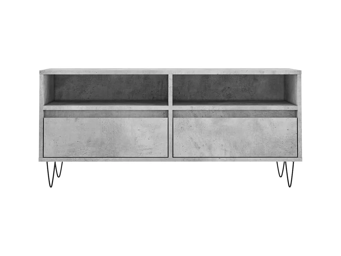 Meuble TV gris béton 100x34,5x44,5 cm bois d'ingénierie