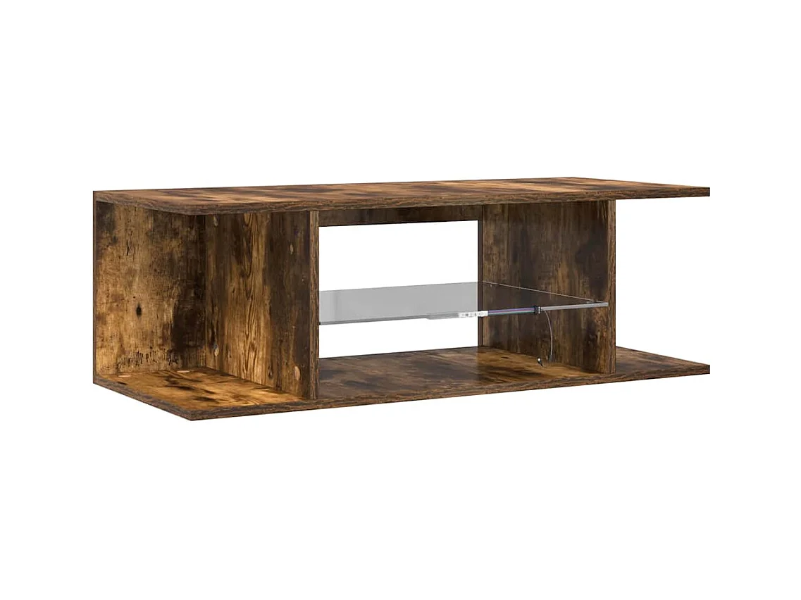 Meuble TV avec lumières LED Chêne fumé 90x39x30 cm
