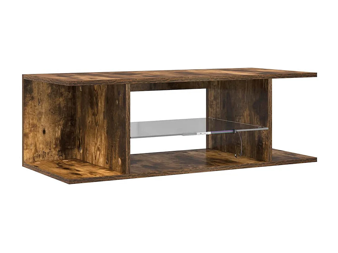 Meuble TV avec lumières LED Chêne fumé 90x39x30 cm