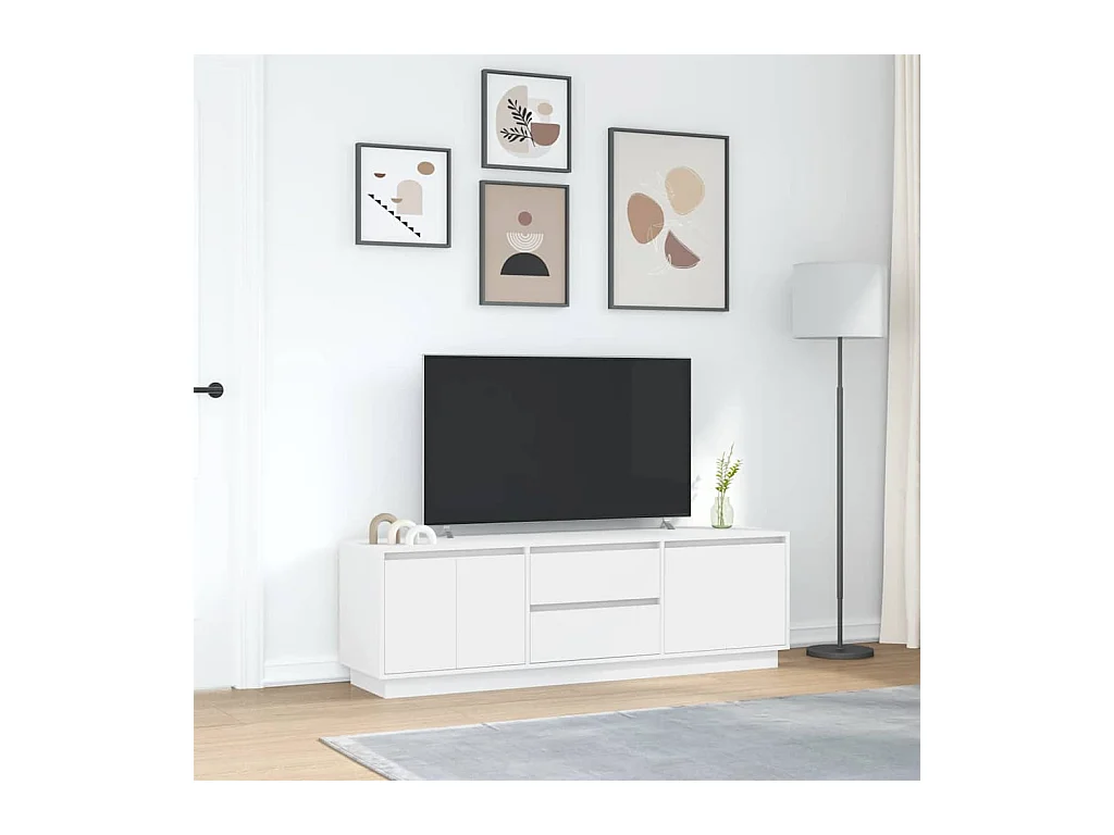 Meuble TV avec lumières LED blanc 160,5x41x50 cm
