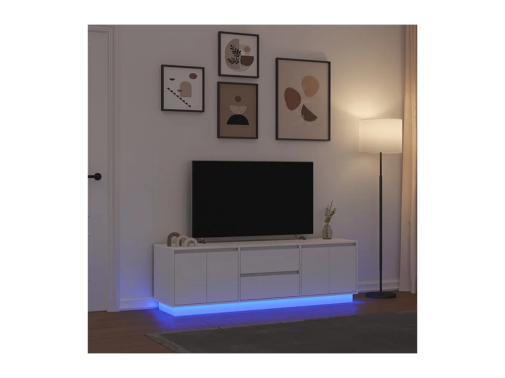 Meuble TV avec lumières LED blanc 160,5x41x50 cm