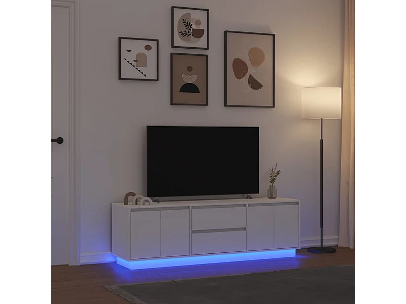 Meuble TV avec lumières LED blanc 160,5x41x50 cm