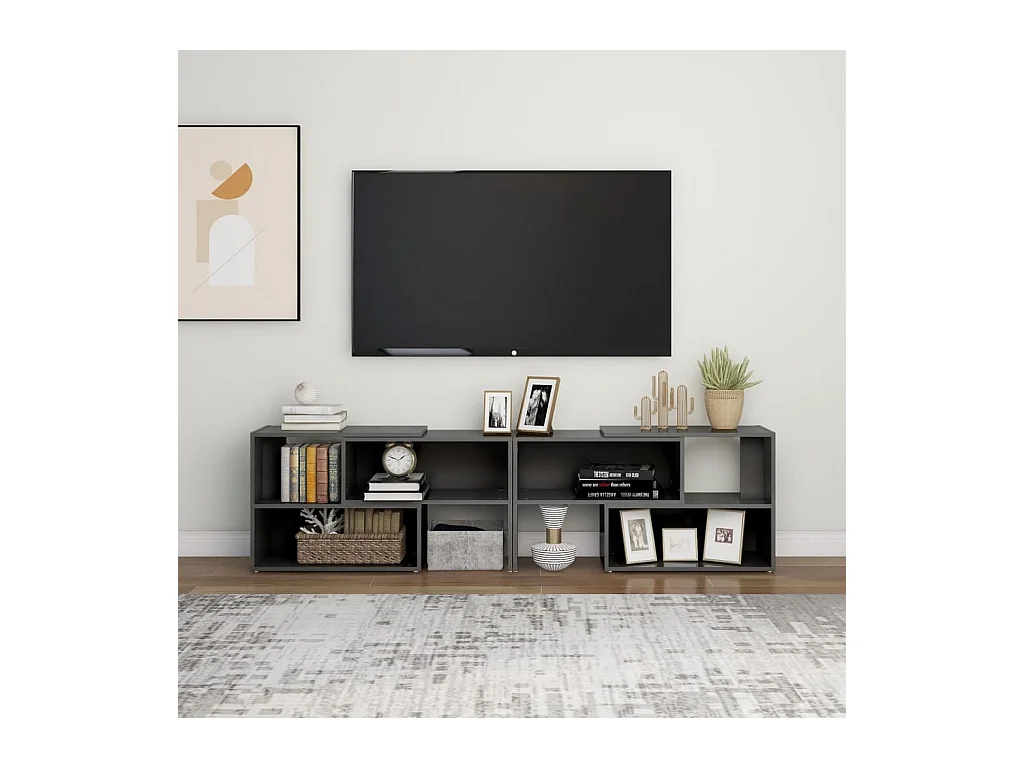 Meuble TV Gris brillant 149x30x52 cm Bois d'ingénierie