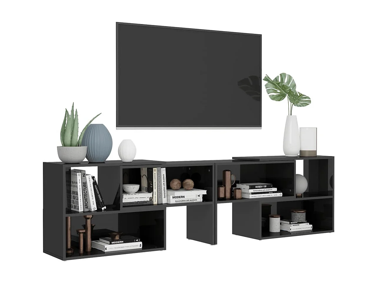 Meuble TV Gris brillant 149x30x52 cm Bois d'ingénierie