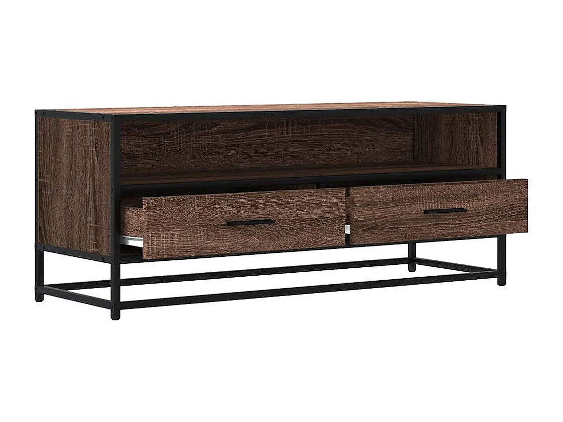 Meuble TV chêne marron 100x34,5x40cm bois d'ingénierie et métal