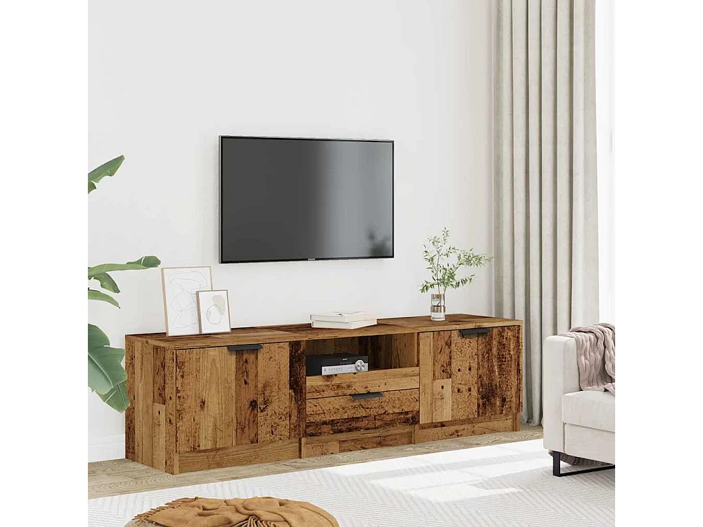 Meuble TV vieux bois 140x35x40 cm bois d'ingénierie