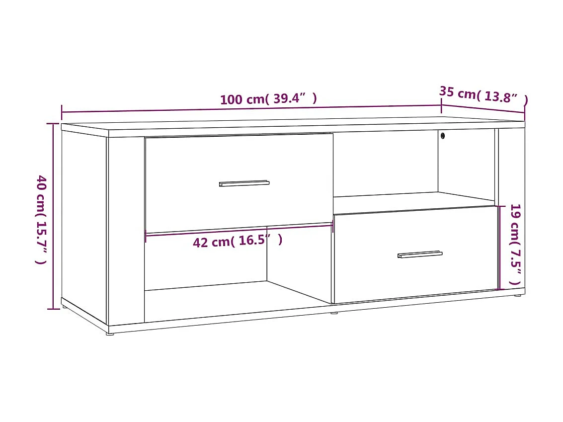 Weißer TV-Schrank 100x35x40 cm Holzwerkstoff
