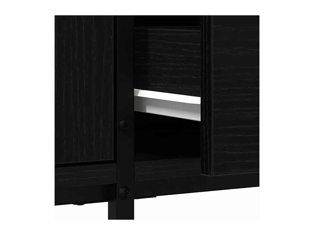 Meuble TV avec tiroir Noir Chêne 200x25x44 cm Bois d'ingénierie
