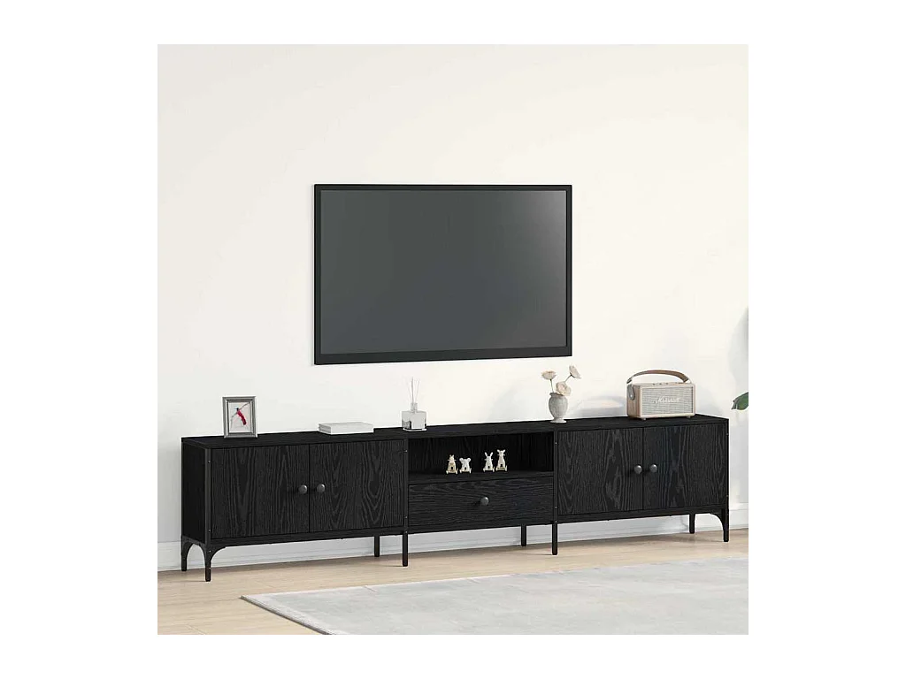 TV-Schrank mit Schublade Schwarze Eiche 200x25x44 cm Holzwerkstoff
