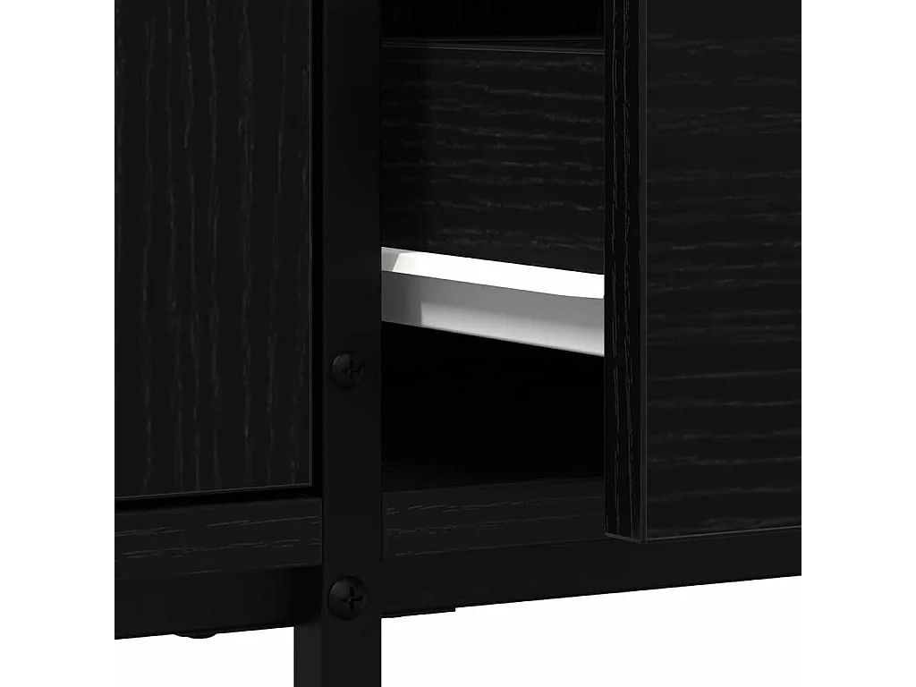 Meuble TV avec tiroir Noir Chêne 200x25x44 cm Bois d'ingénierie