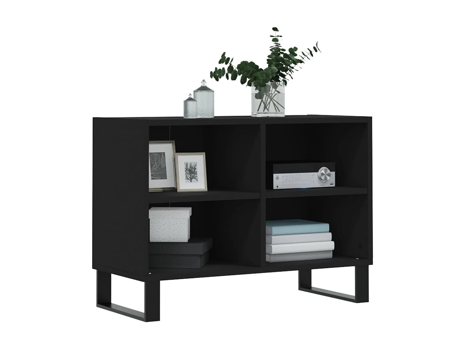 Meuble TV noir 69,5 x 30 x 50 cm bois d'ingénierie