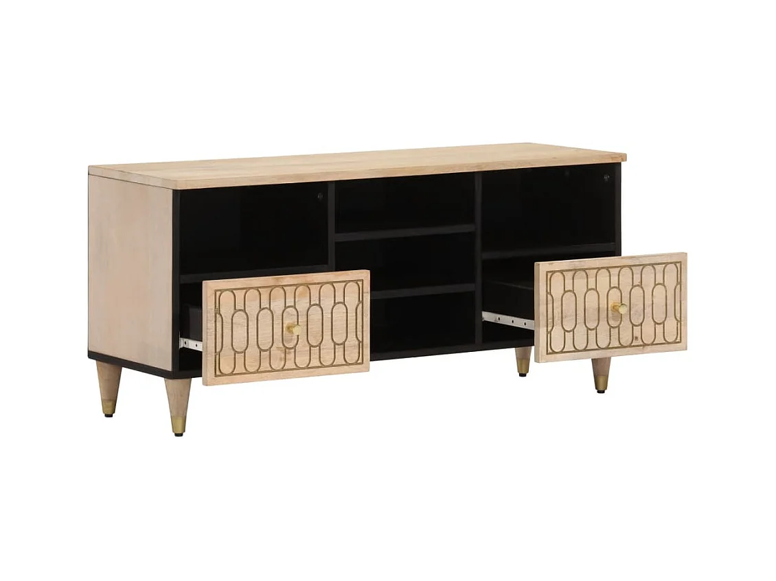 Meuble TV 100x33x46 cm bois massif de manguier