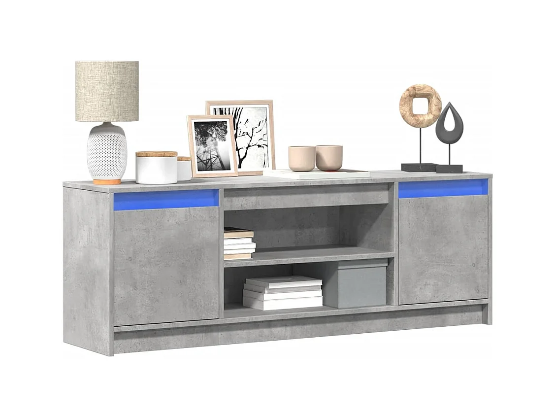 Meuble TV avec LED gris béton 139,5x34x50 cm bois d'ingénierie