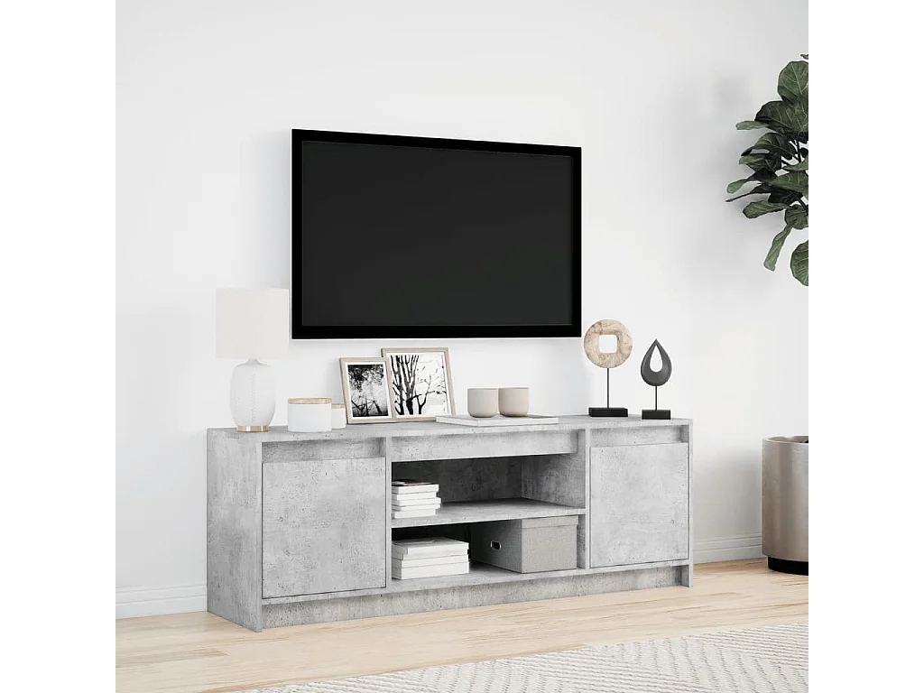 Meuble TV avec LED gris béton 139,5x34x50 cm bois d'ingénierie