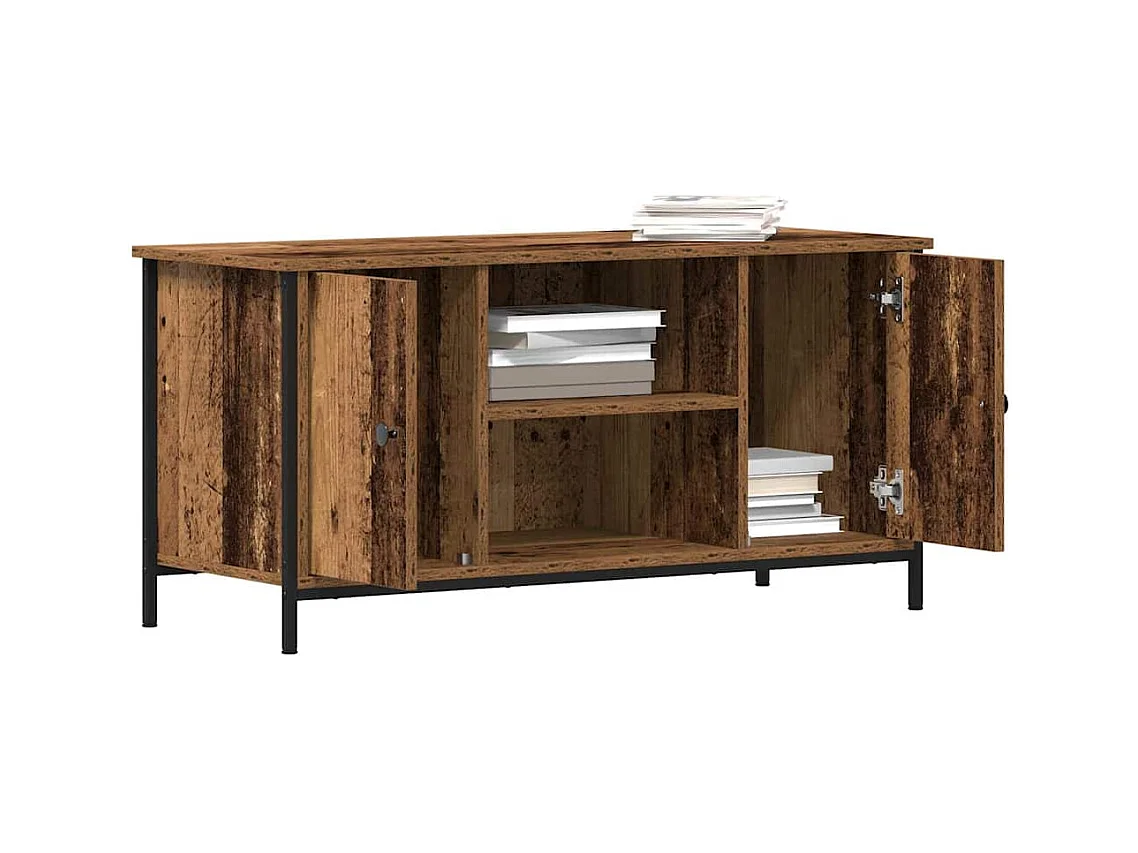 Meuble TV en vieux bois 100x40x50 cm en bois d'ingénierie et acier