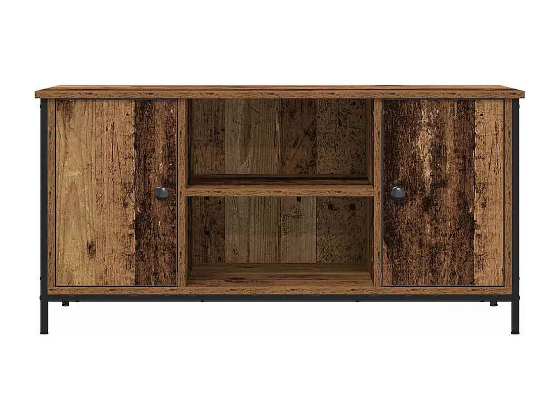Meuble TV en vieux bois 100x40x50 cm en bois d'ingénierie et acier