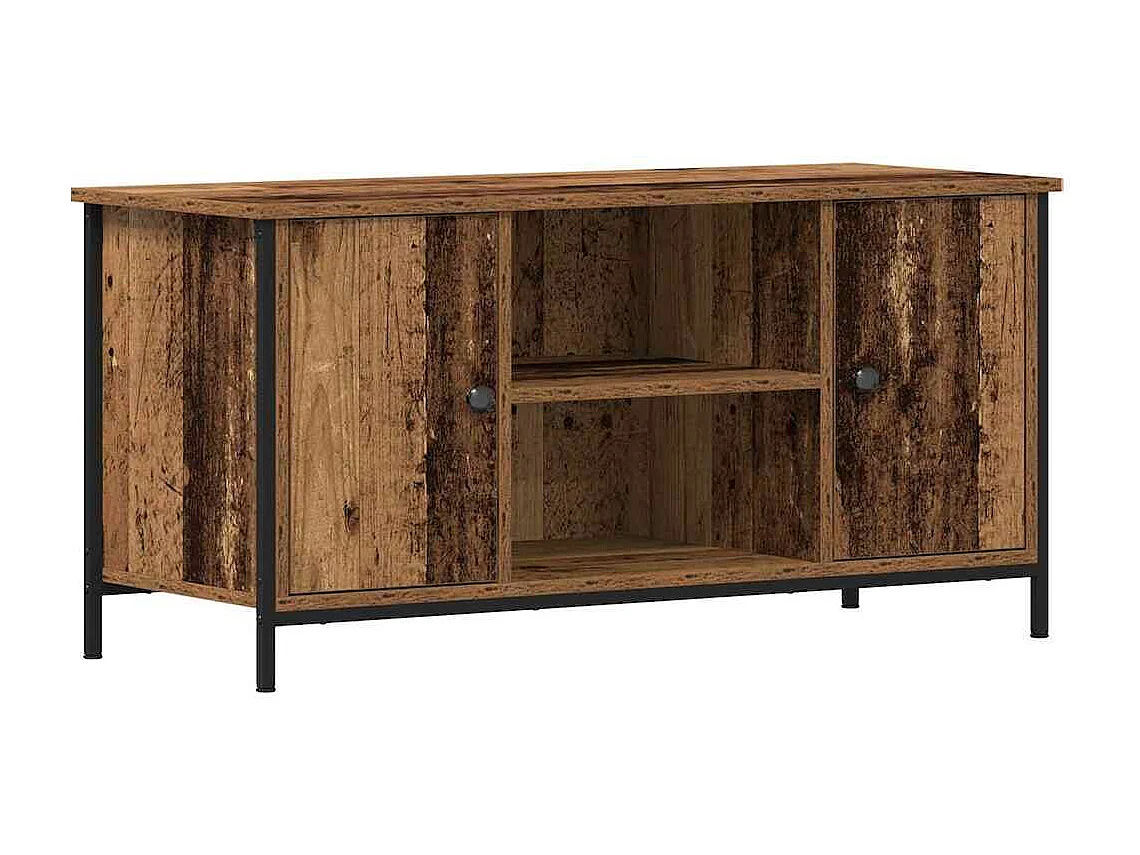 Meuble TV en vieux bois 100x40x50 cm en bois d'ingénierie et acier