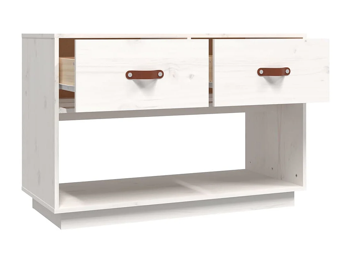 Meuble TV Blanc 90x40x60 cm Bois de pin massif