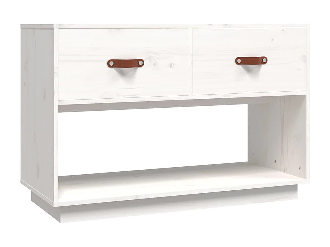 Weißer TV-Schrank 90x40x60 cm Massivholz Kiefer