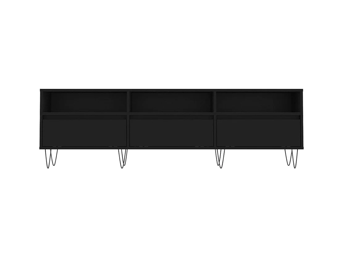 Meuble TV noir 150x30x44,5 cm bois d'ingénierie