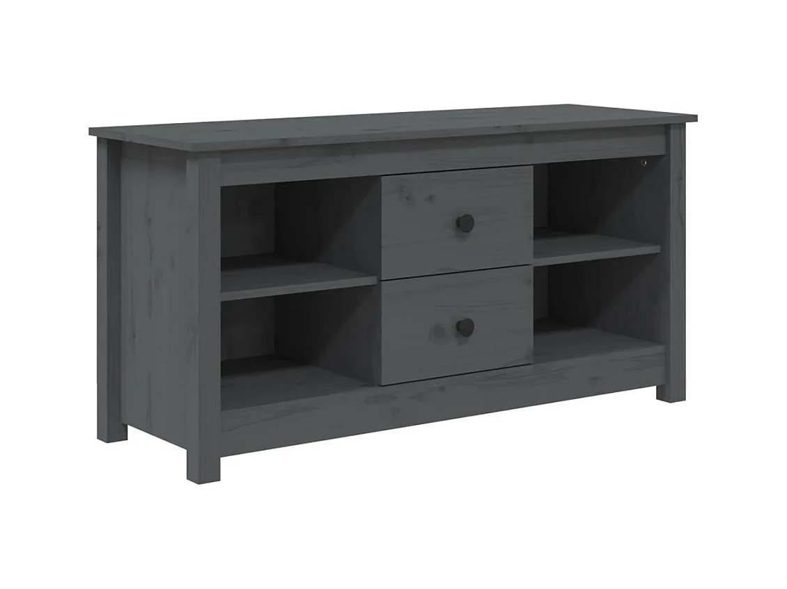 Meuble TV Gris 103x36,5x52 cm Bois de pin massif