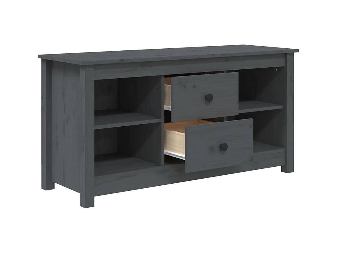 Meuble TV Gris 103x36,5x52 cm Bois de pin massif