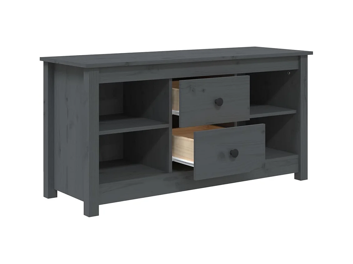 Meuble TV Gris 103x36,5x52 cm Bois de pin massif