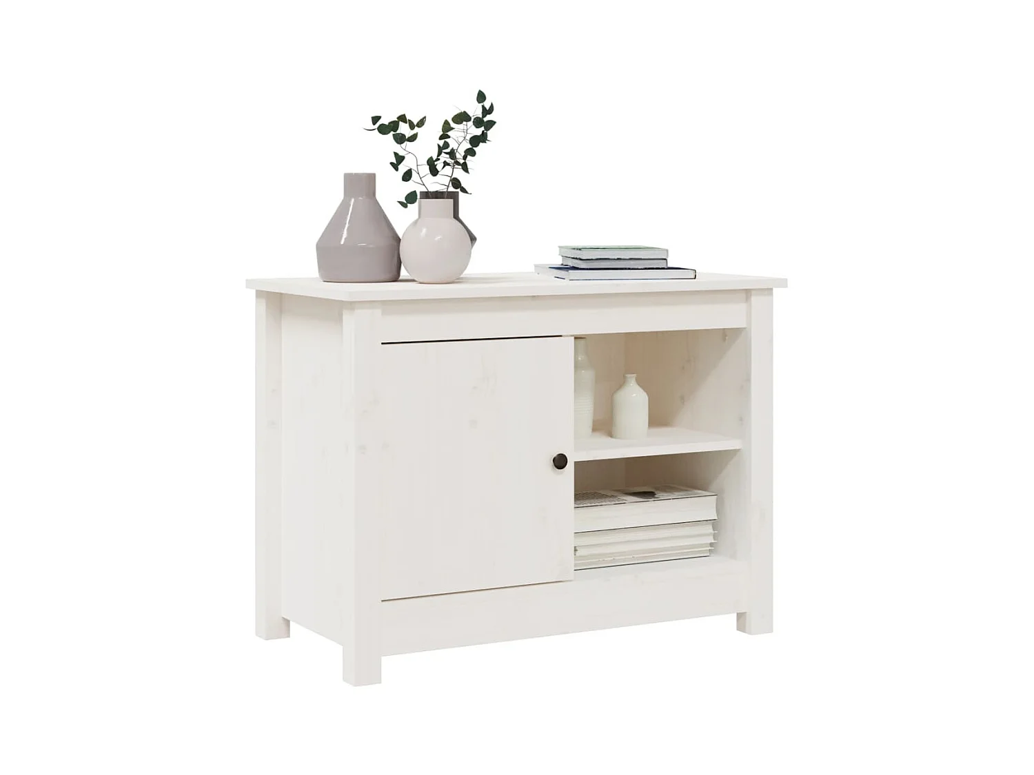 Meuble TV Blanc 70x36,5x52 cm Bois de pin massif