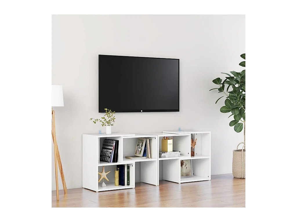 Meuble TV Blanc 104x30x52 cm Bois d’ingénierie