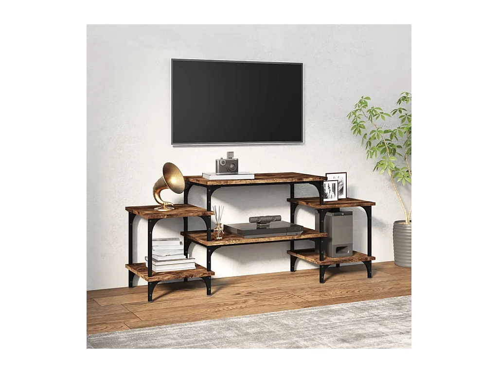 Meuble TV Chêne fumé 117x35x52 cm Bois d'ingénierie
