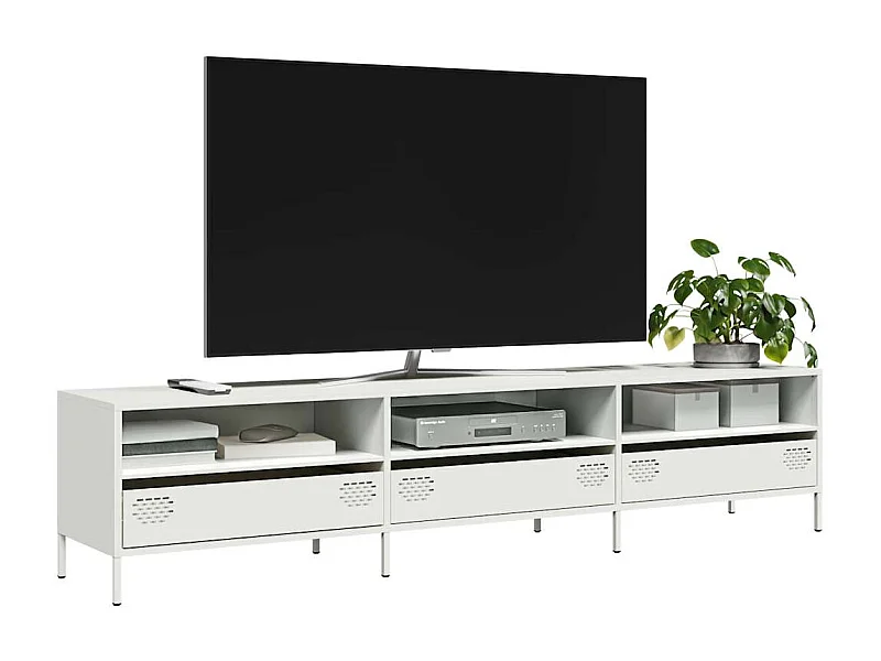 Witte tv-kast 202x39x43,5 cm koudgewalst staal