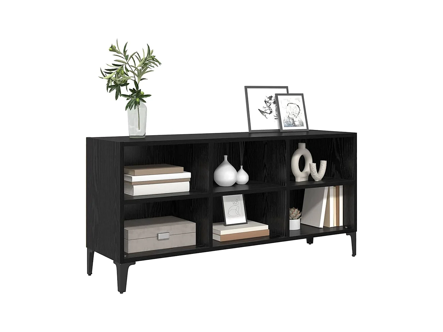 Meuble TV Noir 69.5 x 30 x 50 cm Bois d'ingénierie