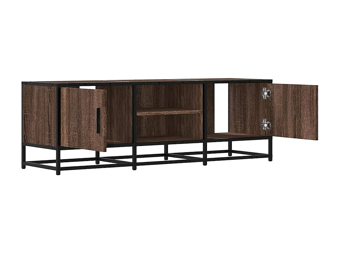 TV-Schrank aus brauner Eiche 120 x 35 x 41 cm, Holzwerkstoff und Metall